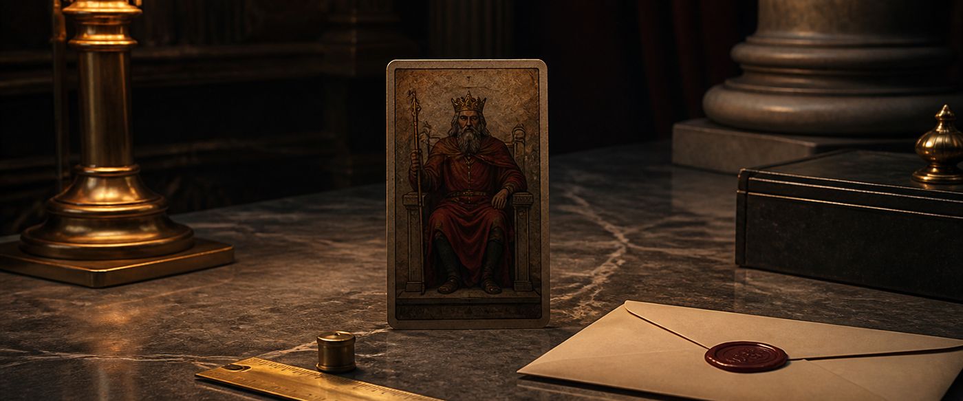 Scrivania ordinata con carta dei tarocchi e luce ferma